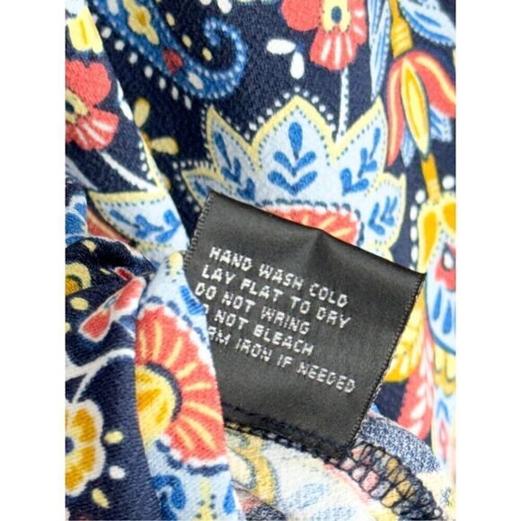 Belldini Womens Size Small Blue Floral Ruffled Long Sleeve Split Neck Blouse NWT - Picture 11 of 12